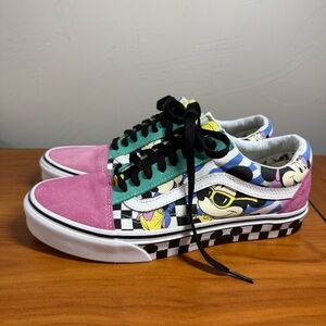 Vans Old‎ Skool Mickey Mouse Suede Canvas Sneaker Checkerboard Skate Colorblock